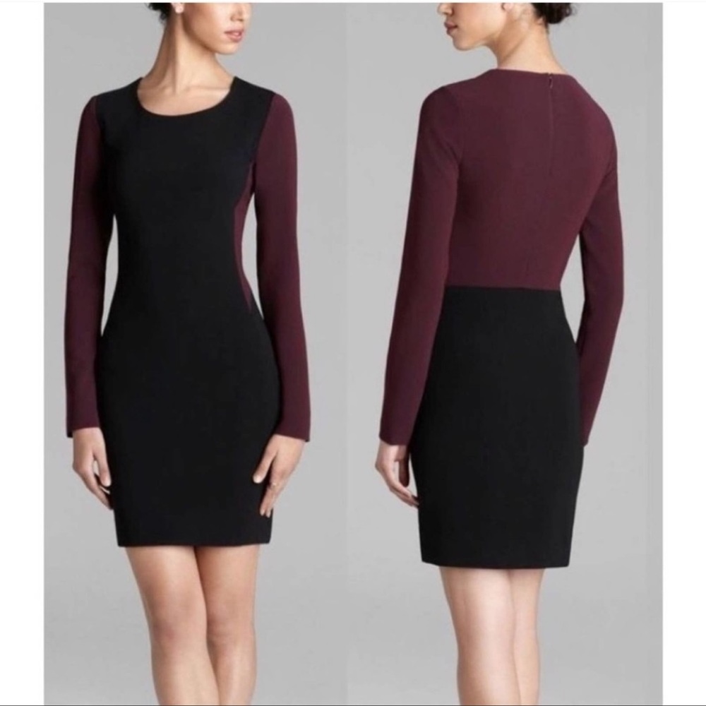 Diane Von Furstenberg Octavia Sheath Color Block Dress, Black & Purple, Size 2